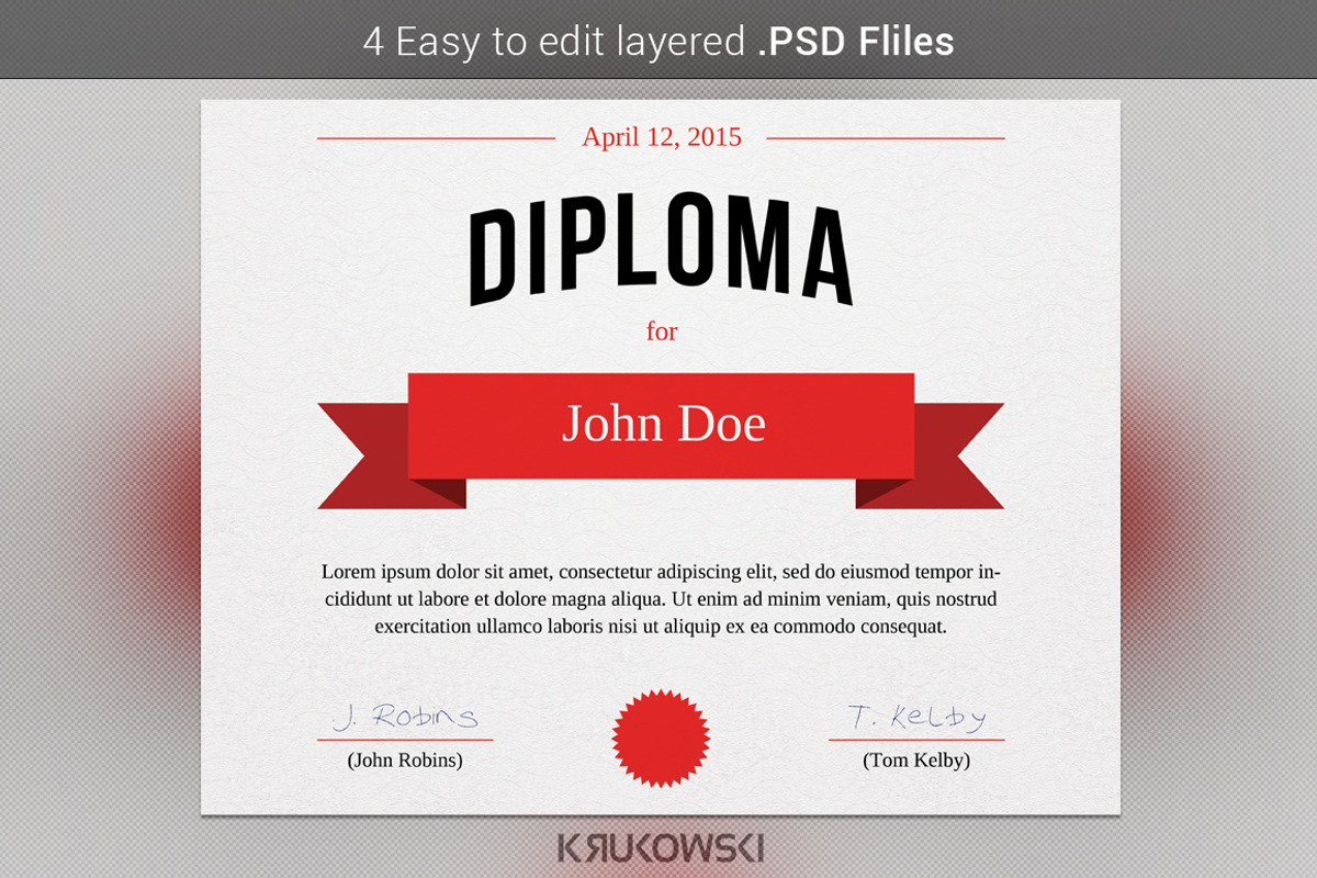Diploma Certificate Template, a Stationery Template by Krukowski Graphics (Photo 3 of 3)