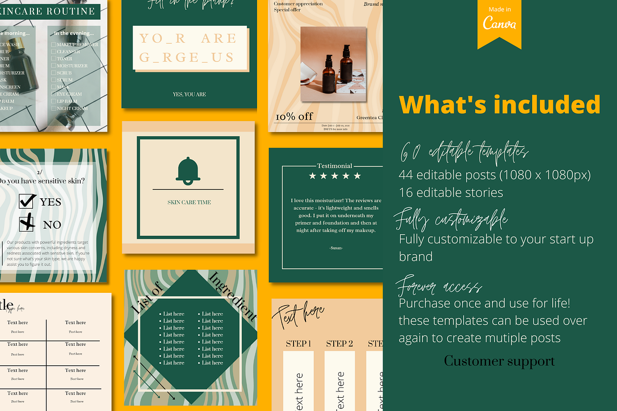 60 TREND SKINCARE INSTAGRAM TEMPLATE, a Social Media Template by LemonNguyen (Photo 2 of 6)