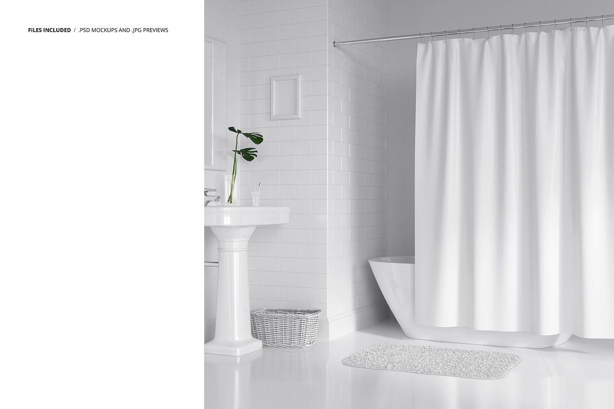 Bathroom Bath Curtain Mockup 5, a Household Mockup by creatsy2 (Photo 2 of 4)