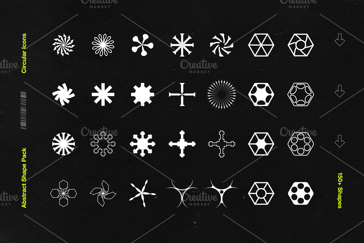 Abstract Shape Pack | 150+ Icons!, an Object Graphic by Mad Supply (Photo 3 of 11)