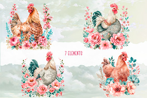 Pink Flower Chicken Clipart