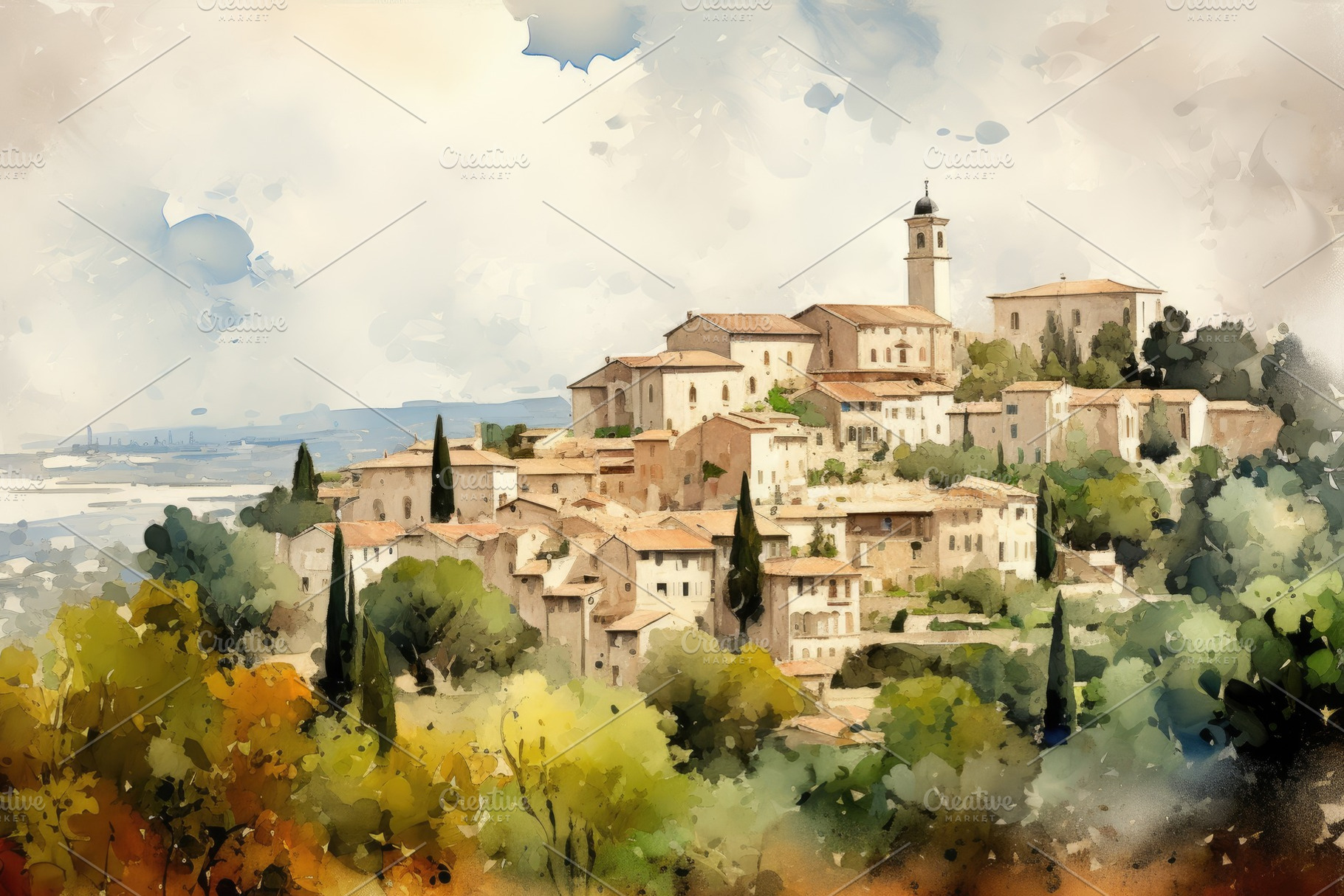 Watercolor painting of the medieval, a Photo by Iftikhar Alam