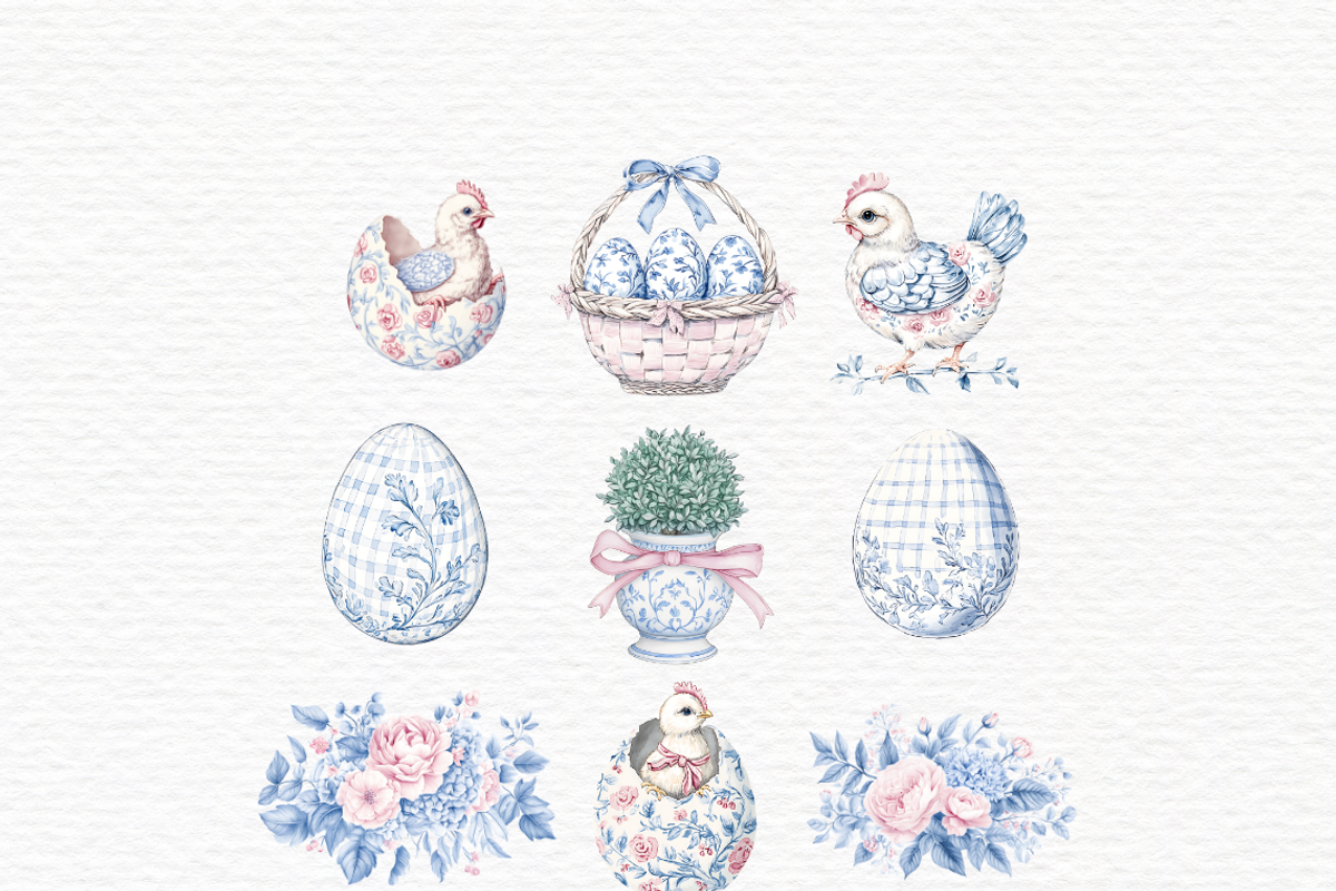 Chinoiserie easter eggs clipart., a Seasonal Illustration by Invite to Clipart (Photo 3 of 6)