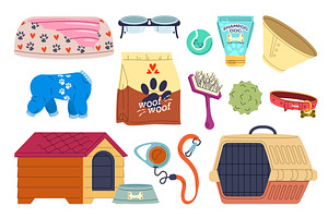 Dog Pet Supplies Set, an Animal Illustration by alexdndz