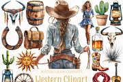 Watercolor Western Clipart Bundle, an Illustration by Craft Nest (Thumbnail 1 of 6)