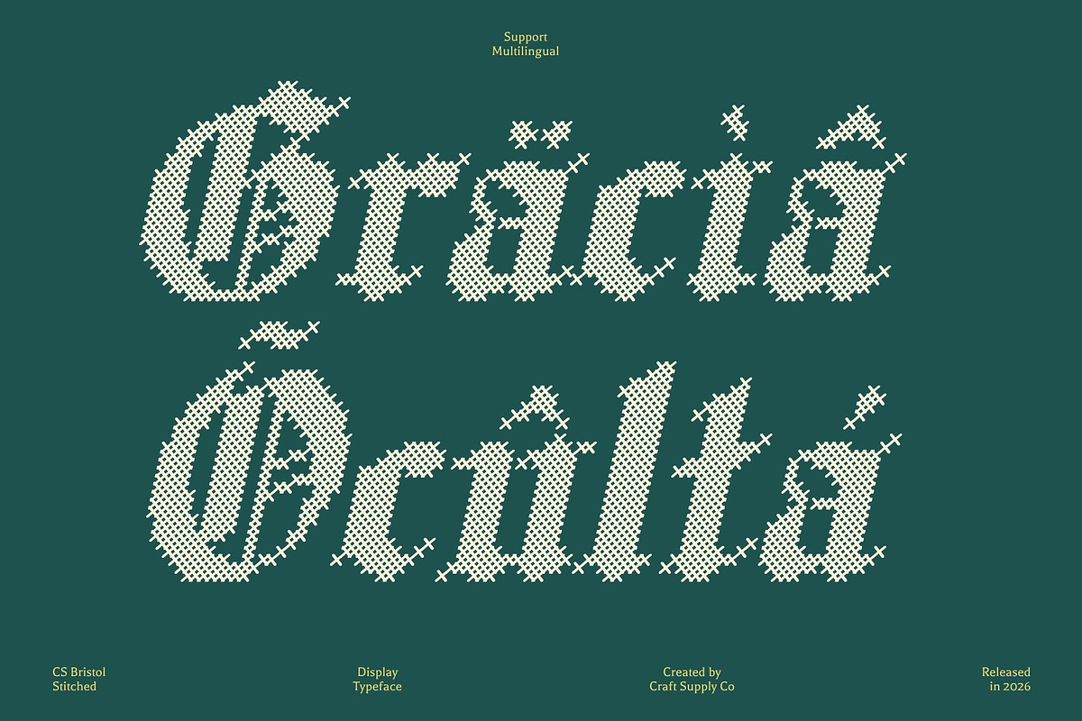 CS Bristol Stitched, a Blackletter Font by Craft Supply Co. (Photo 7 of 8)