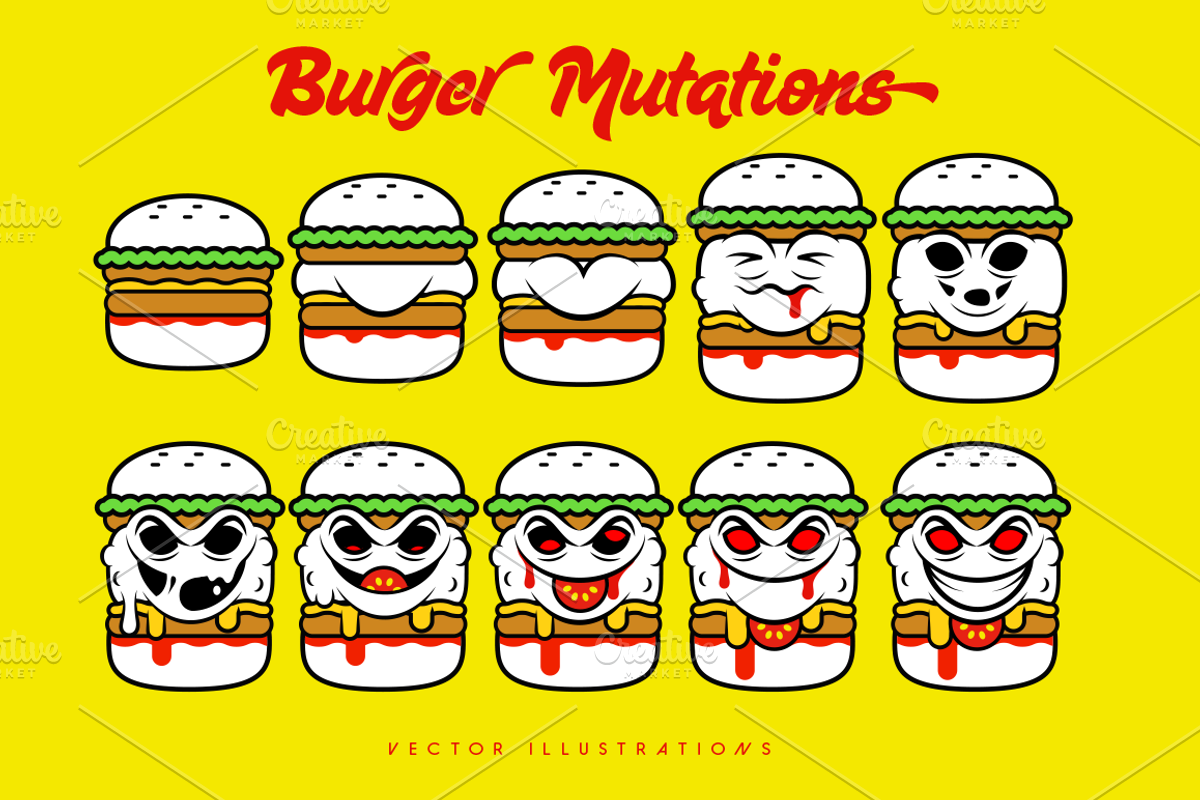 Crazy Burgers Vector Illustrations, an Education Illustration by dimpo ⚡️ ART ® (Photo 6 of 7)