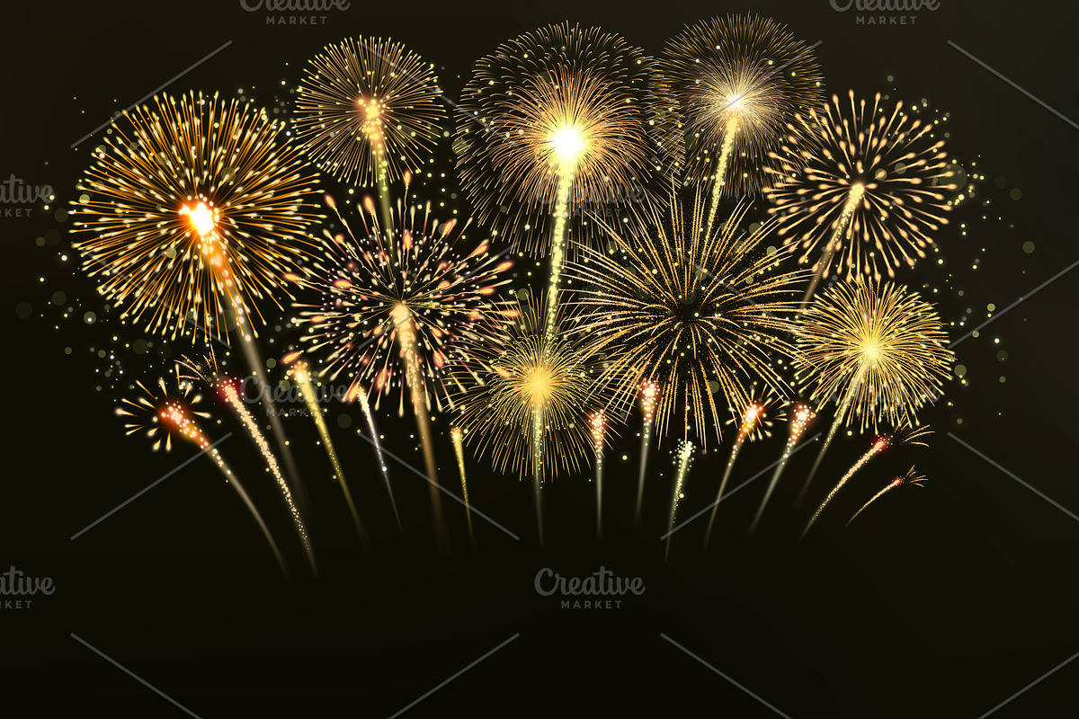 Golden fireworks burst, a Decorative Illustration by Yayasya (Photo 3 of 3)