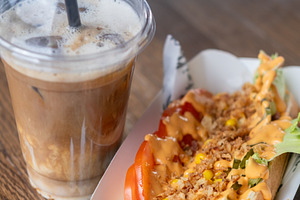 Takeaway meal street lunch hot dog sauce beverage, a Food & Drink Photo by Photo Drive Studio