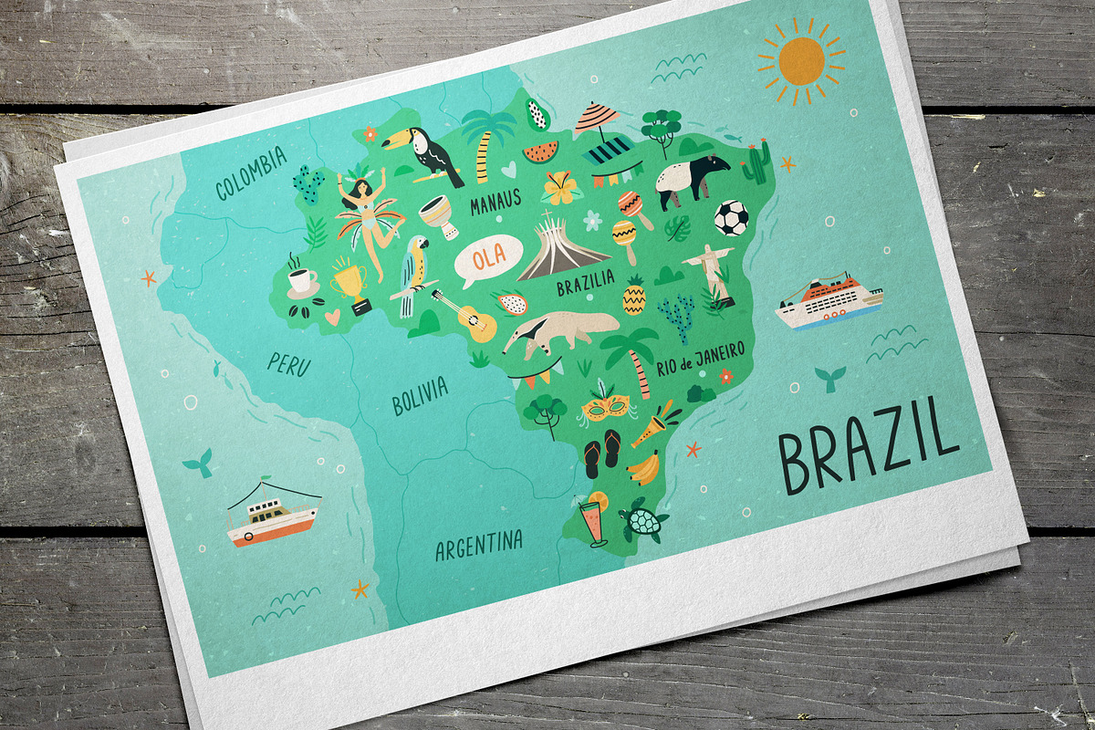 Map of Brazil with landmarks, an Education Illustration by Good Studio (Photo 2 of 3)