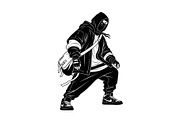 Hooded Street Ninja Silhouette, an Illustration by Gfx_Store (Thumbnail 7 of 10)
