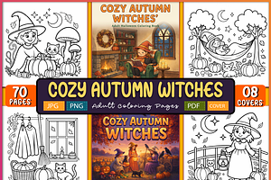 Cozy Autumn Witches Adult Coloring