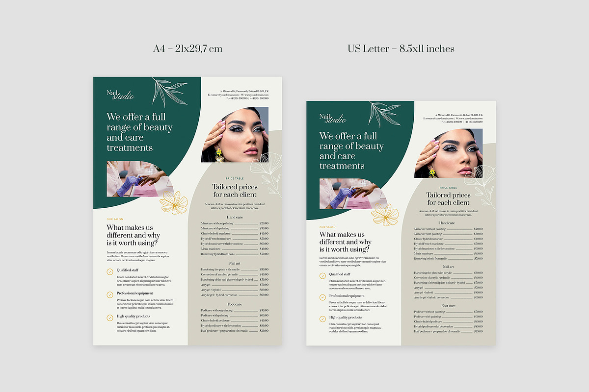 Nail Salon Flyer Canva Template, a Flyer Template by artbart (Photo 8 of 10)