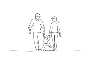 Family holding hand with small child, a Person Illustration by Valenty