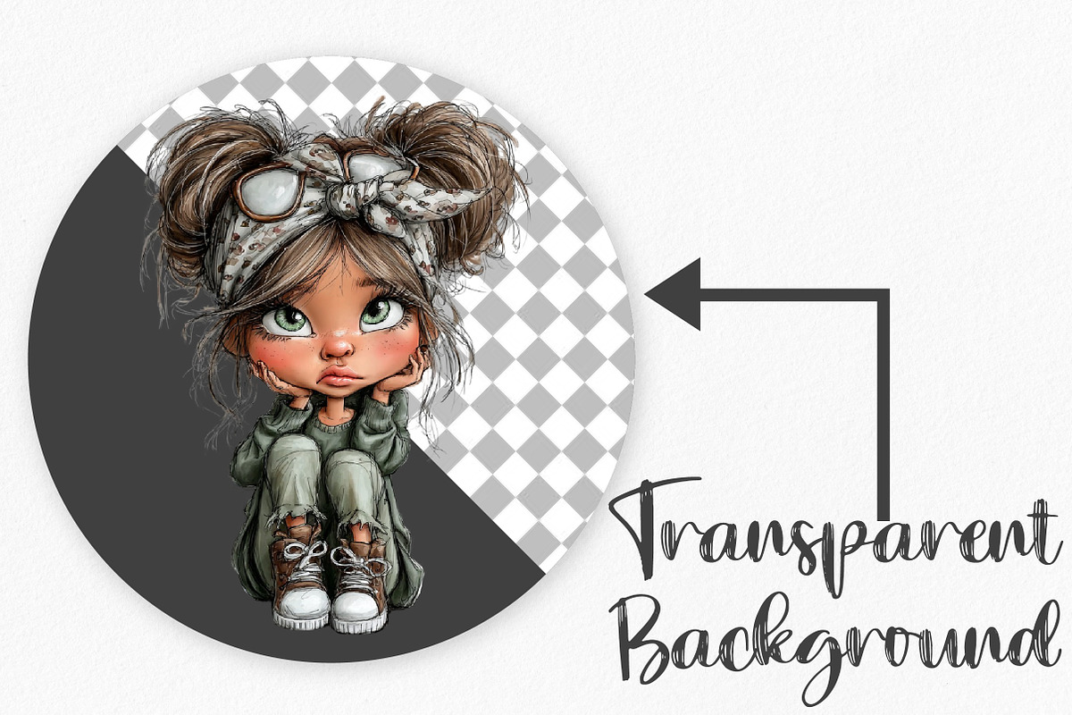 Whimsical Valentine Cue Girl Clipart, an Illustration by Canvas Craft (Photo 2 of 6)