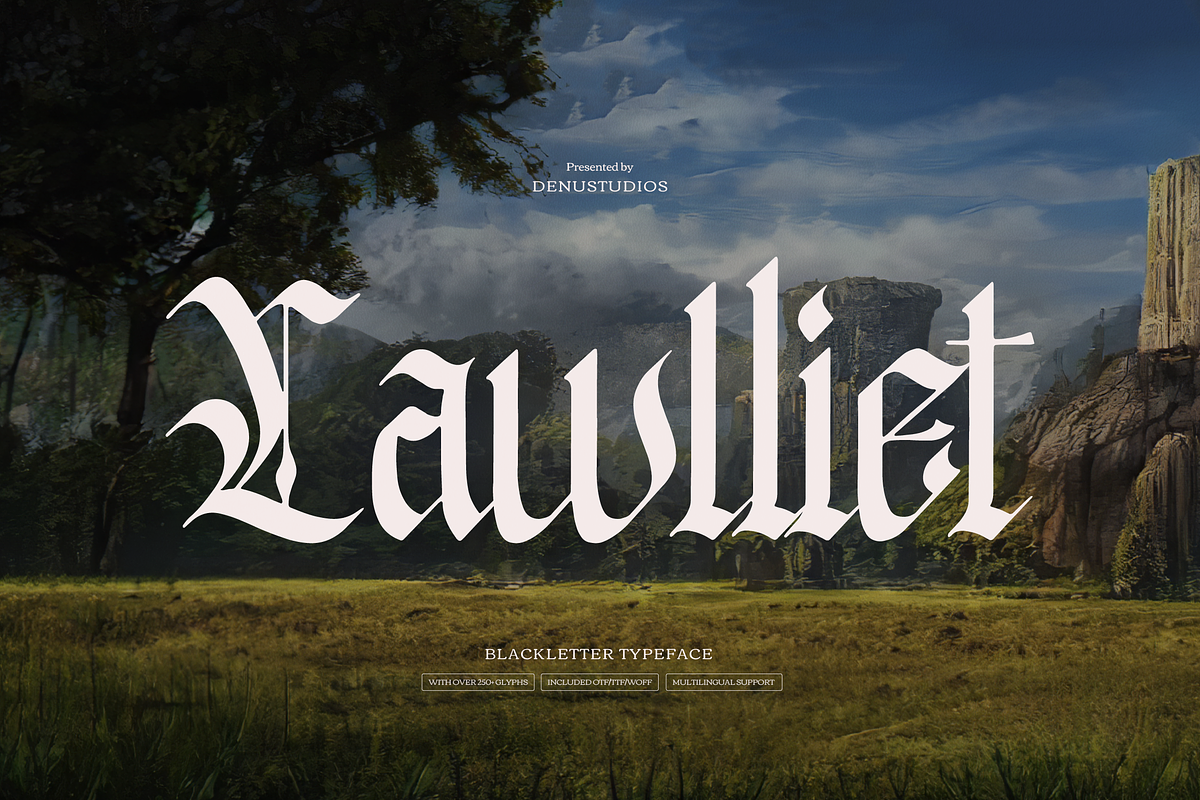 Lawlliet | Blackletter Typeface, a Blackletter Font by Denustudios (Photo 1 of 12)
