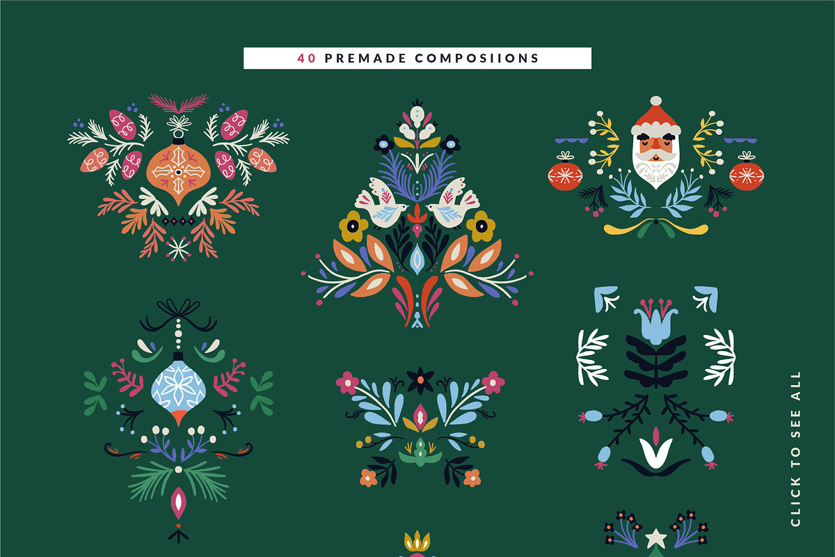 Ornate Christmas | floral clipart, an Illustration by Olia (Photo 7 of 14)