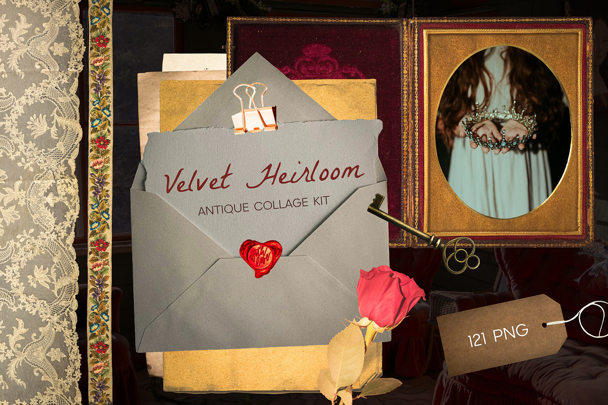Velvet Heirloom: Museum Collage Kit, an Object Graphic by Anzhelika (Photo 1 of 9)