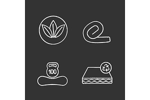 Orthopedic Mattress Chalk Icons Set