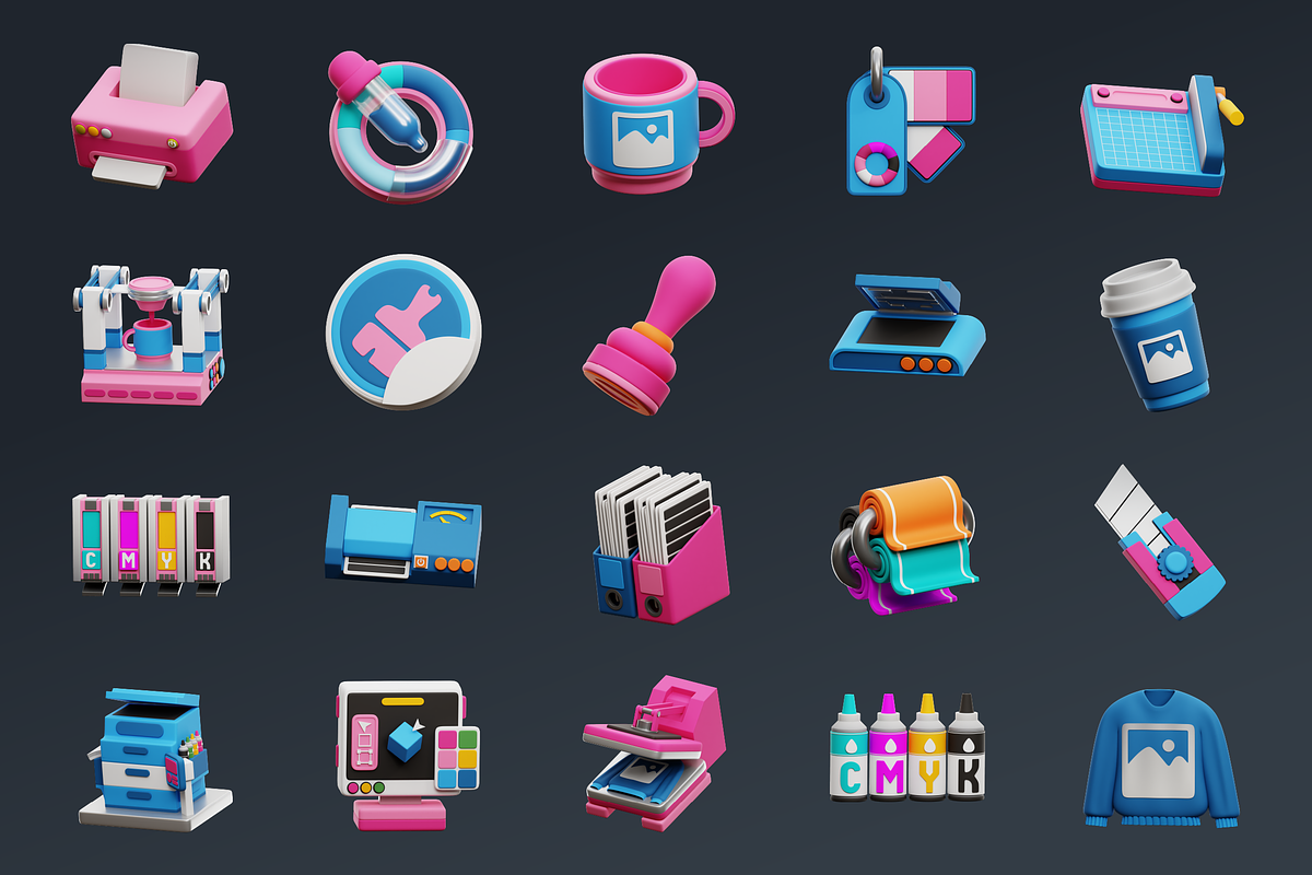 Digital Printing 3D Icon Pack, an Object 3D Model by Bartama Graphic (Photo 2 of 2)