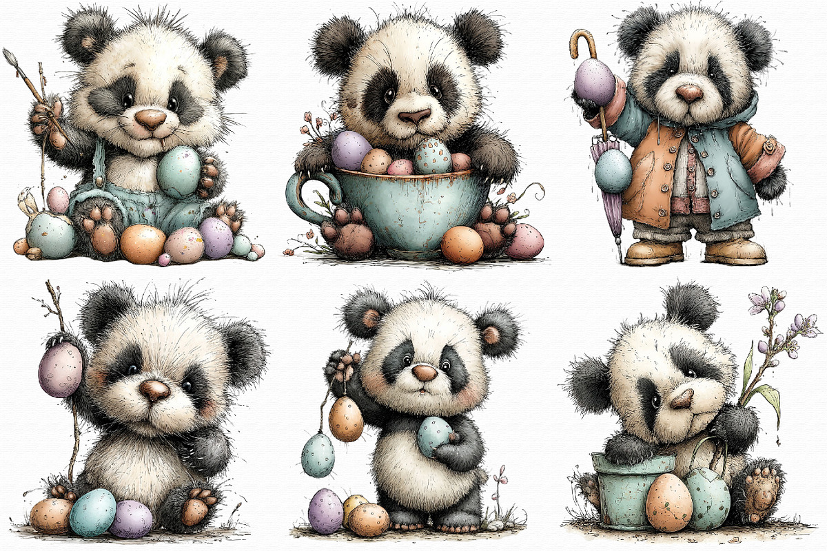 Whimsical Easter Panda Clipart, an Illustration by Libby Wishes (Photo 2 of 7)