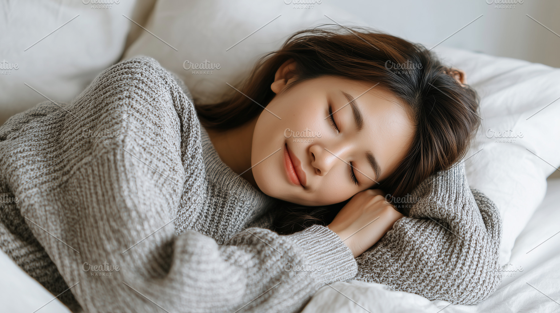 Young asian woman sleeping in cozy, a Person Photo by MistyDay