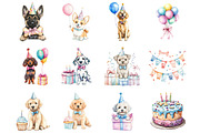 Dog Breeds Birthday Party Clipart, a Seasonal Illustration by Designking (Thumbnail 2 of 5)