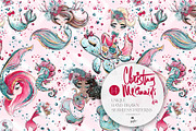 Christmas Mermaids Seamless Patterns, a Pattern Graphic by KaramfilaS (Thumbnail 18 of 19)