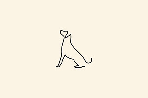 Dog Pet Animal Line Art Style Logo