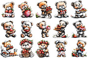 Watercolor Strawberry Bear Clipart, a Seasonal Illustration by OK Design (Thumbnail 3 of 6)