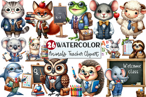 Back to School Animals Teacher Clipa, an Illustration by Rose Art