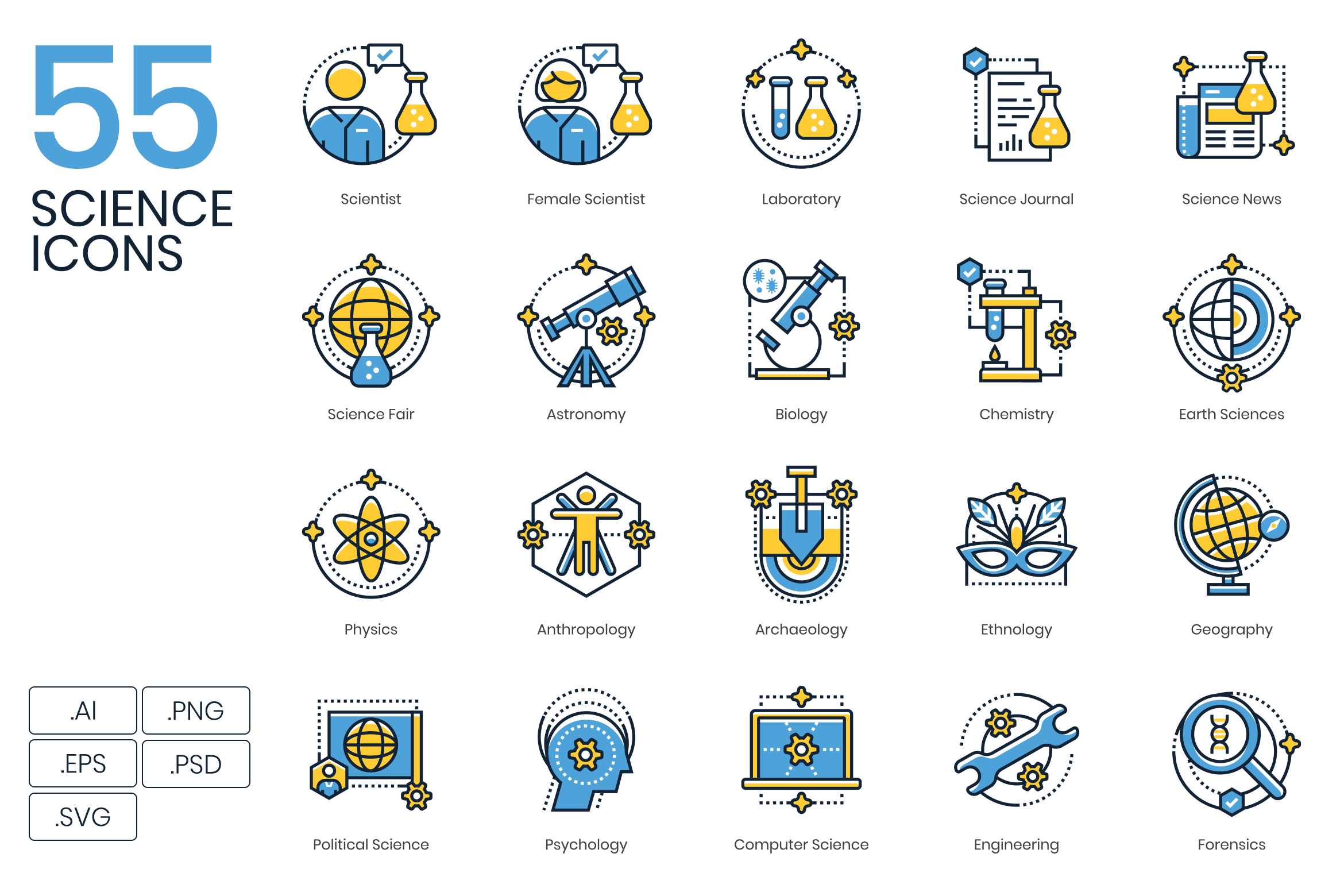 55 Science Icons - Kinetic Series, an Icon by Flat Icons