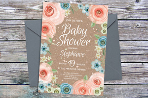 Watercolor invitation template 14