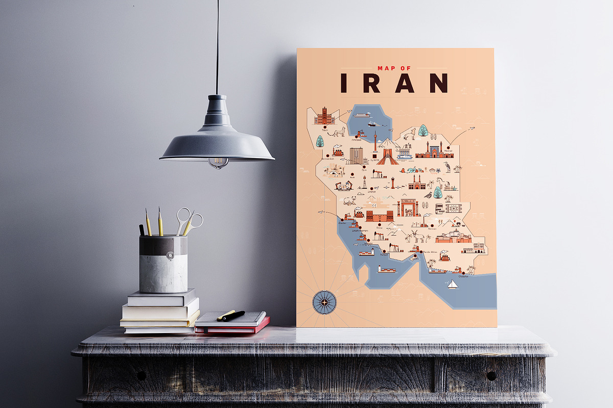 Iran Map Illustration, an Illustration by Kursat Unsal (Photo 6 of 6)