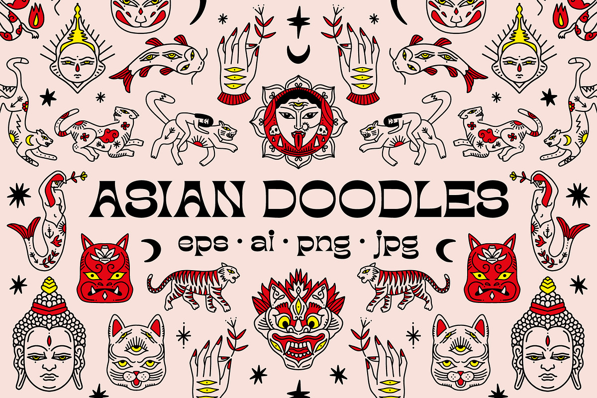 Asian Doodles Bundle, an Object Graphic by Annie Konst (Photo 1 of 22)
