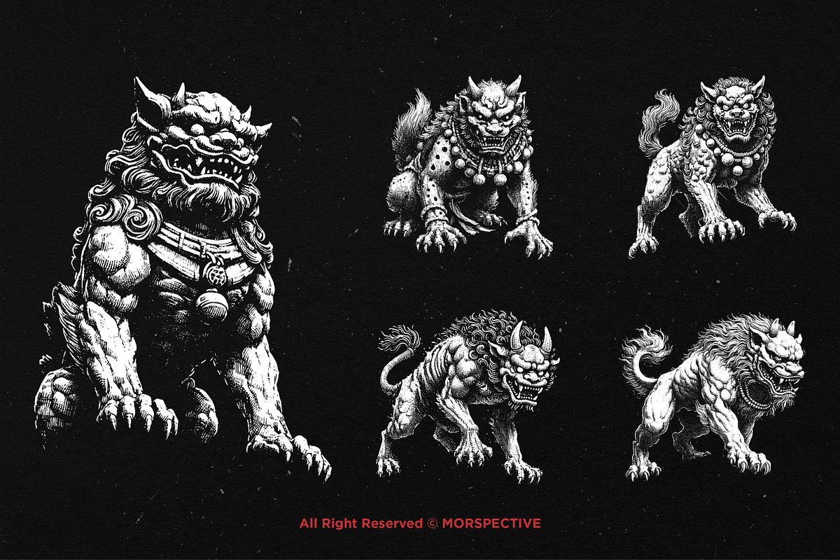 10 Bundle Dark Art Komainu Statue, an Illustration by Morspective (Photo 5 of 7)