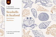 Seashells and seafood Illustrations, a Food Illustration by MargauxQuercy (Thumbnail 1 of 5)