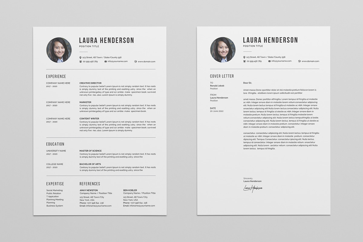 Resume Template / CV, a Resume Template by Creatune (Photo 2 of 5)