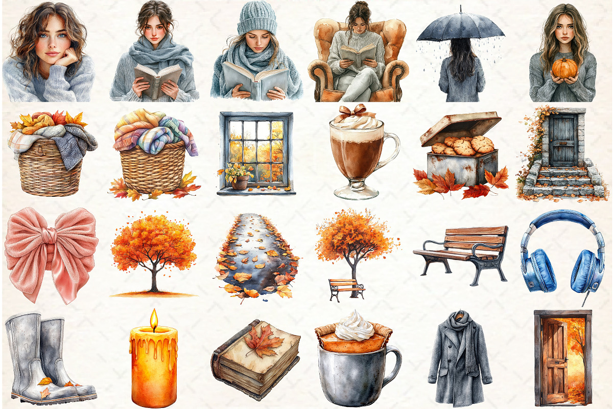 Rainy Autumn Clipart Bundle, an Illustration by Libby Wishes (Photo 2 of 7)