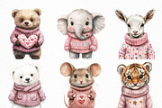 Pink Jumper Animals Christmas Clipar, an Illustration by Craft Nest (Thumbnail 4 of 6)