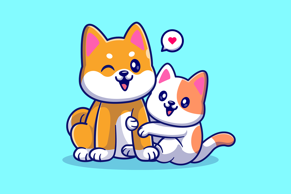 Cute Shiba Inu Dog Playing With Cat, an Animal Illustration by Catalyst Labs (Photo 1 of 3)