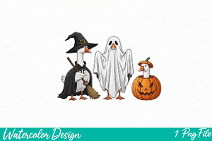 Boo Ghost Goose PNG, an Illustration by Watercolor design