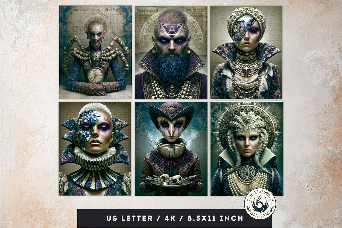 Surreal Portraits Digital Paper Set, a Decorative Illustration by ThatsDesignArt (Photo 3 of 15)