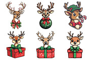 Funny Quirky Christmas Reindeer Clip, an Illustration by Daily.Designs (Thumbnail 2 of 5)
