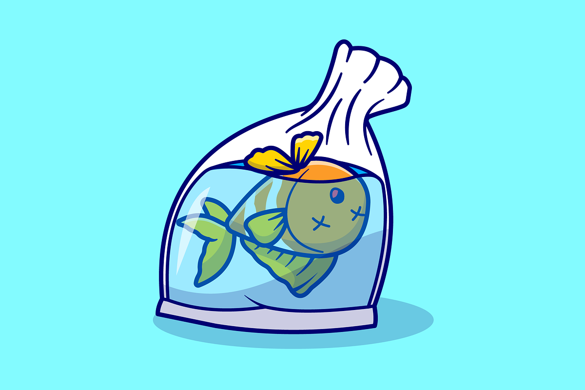 Cute Fish Die In Plastic Cartoon, an Animal Illustration by Catalyst Labs (Photo 3 of 3)