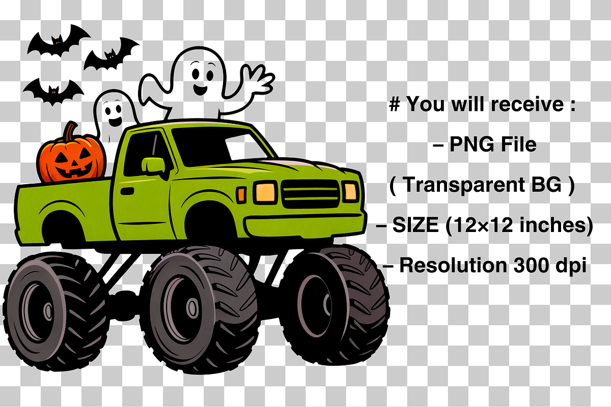 Monster Truck Halloween PNG, a Graphic by Clipart Bloom (Photo 2 of 2)