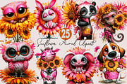 Watercolor Sunflower Animal Clipart, an Animal Illustration by SVGArt (Thumbnail 1 of 5)