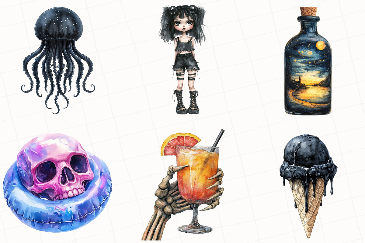 Gothic Summer Sublimation Clipart, an Illustration by OK Design (Photo 5 of 5)