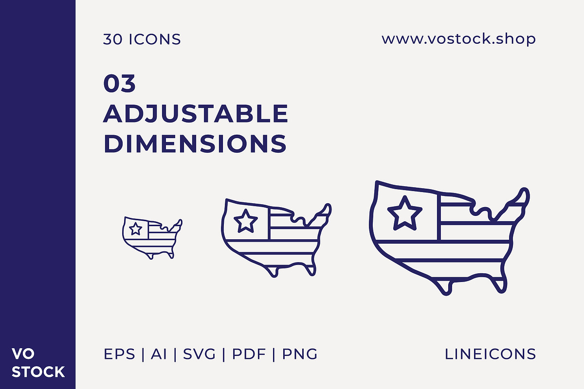 30 Independence Day Icons, an Outline Icon by vo.stock (Photo 5 of 6)