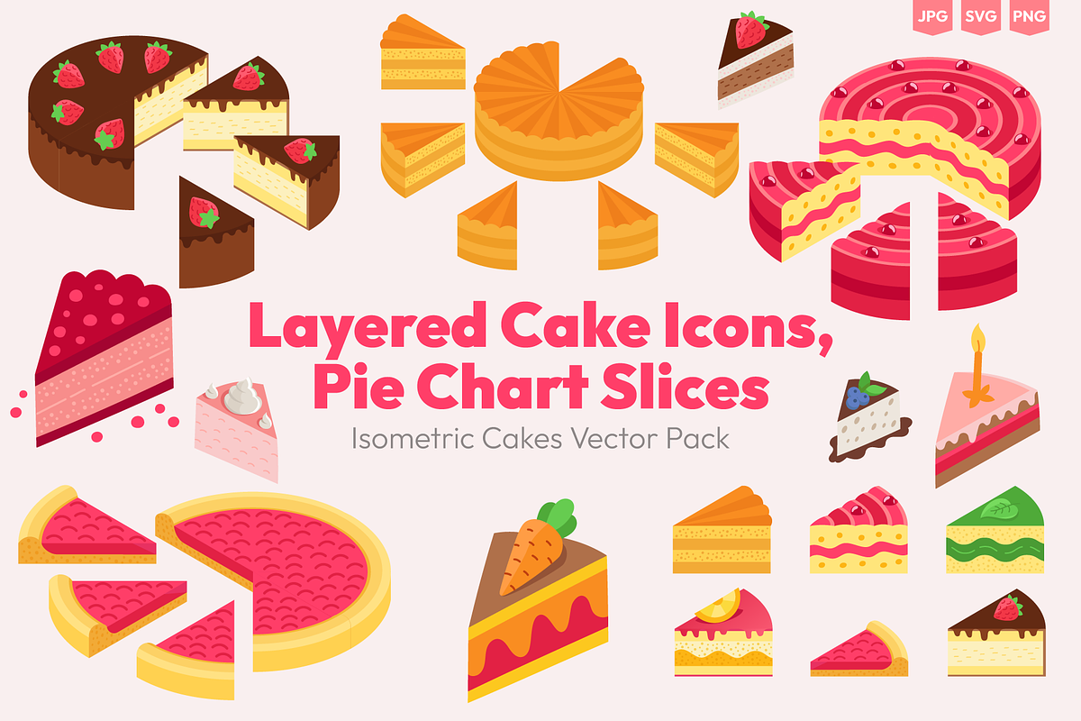 Isometric Cake Set, Slice Diagrams, a Food Illustration by Ilia Design (Photo 1 of 10)